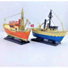 Menuzer El Yapımı Nostaljik Dekoratif Balıkçı Gemisi Metal Süsler