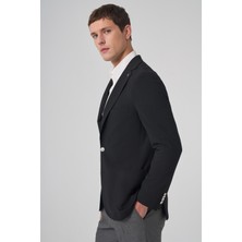 Morven  Erkek Siyah Trend Slim Fit Mono Yaka Ceket