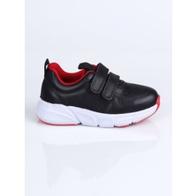 World Kids 2040 Hakiki Deri Spor Ayakkabı P. Siyah-Kırmızı - 28