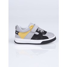 World Kids 3035 Hakiki Deri Spor Ayakkabı P. Gri-Sarı - 27