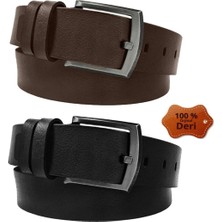 Bosskan 2 Adet 100 % hakiki deri Siyah Erkek Kot Kemer 4,5 cm