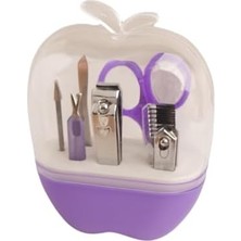 Storemax Manikür Pedikür Seti – 8’li Mor Elma Şekilli, Paslanmaz Çelik Tırnak Bakım Seti, Kaş Makası ve Törpü Seti