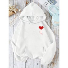 Nevermind Heart Baskılı Oversize Unisex Kapüşonlu Sweatshirt