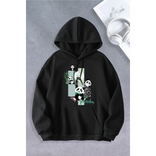 NEVERMIND Unisex Kadın Erkek Panda Baskılı Oversize Sweatshirt