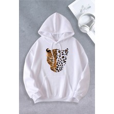NEVERMIND Unisex Kadın Erkek Leopar Oversize Sweatshirt