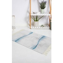 Zethome Banyo Halısı Dijital Baskılı Banyo Paspası 50X80 Polyester Kaymaz Tabanlı Duş Paspası Waterdrop