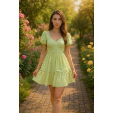 Buğrahayalin Yeşil Sırt Dekolteli Elbise