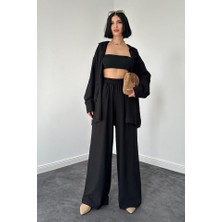Eccey Butik Siyah Alice Gömlek ve Bol Kesim Pantolon Takım