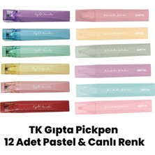 Tk Gıpta Pick Pen 12'li Fosforlu Markör Seti — Parlak & Pastel Renkler