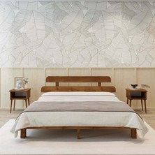 Renazzo Lotus New Model Ceviz Renk Ahşap Karyola ve Iki Komodin Set