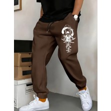 Amor Man Büyük Beden Özel Tasarım Samuray Baskılı %100 Pamuk Kışlık Erkek Eşofman Altı