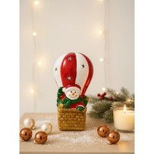 Parti Adresi Yılbaşı Hediyelik Seramik Dekor Süsü Işıklı Noel Baba Biblo 13 cm