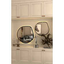 Wallover Design Love Ayna 2'li Set | Beyaz Mdf Çerçeveli | Kablosuz LED Işıklı Dresuar Aynası, Makyaj Aynası