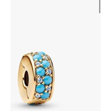 Lines Bijuteri S925 Ayar Su Mavisi Klips Charm