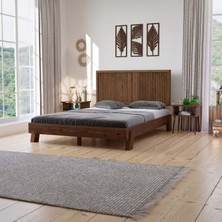 Renazzo Ebruli Model Ceviz Renk Ahşap Tek Başlık ( Dikey )