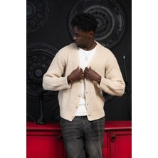 Akçaylar Oversize Crop Model V Yaka Düğme Kapamalı Örgü Hırka