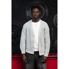 Akçaylar Oversize Crop Model V Yaka Düğme Kapamalı Örgü Hırka