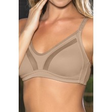 Moda Şahsenem Büyük Beden Uyumlu Ten Tül Detaylı Günlük Sütyen, B,c Cup Balensiz Konforlu Sütyen