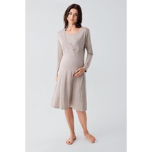 Artış Collection Artış Marka Uzun Kollu Likralı Viskoz Hamile Kısa Gecelik 21105 Model