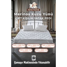 Çift Kişilik Merinos Kuzu Yünü Yatak Pedi, Yatak Koruyucu, Yatak Şiltesi (%100 Merinos Kuzu Yünü)