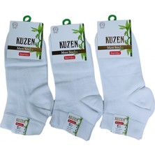 Moda Şahsenem Kuzen Dikişsiz Yarım Konç Beyaz Bambu Erkek Çorap 12 Adet