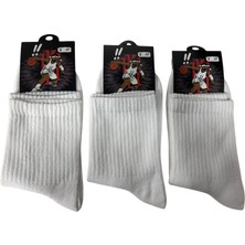 Moda Şahsenem Yalıncak Uzun Konç Kolej Çorap  Beyaz Desensiz 6 Adet