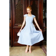 Zengezur Mall Nrzsnt U Yaka Prenses Elbise Mavi S255101 (Beden: S)