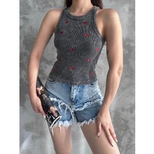 Zengezur Mall Nrzsnt Kalp Nakışlı Bluz Antrasit (Beden: Standart)