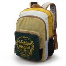 Storemax 4034 Patara Yeşil Krem Sırt Okul Seyahat 15.6 Inç Laptop Günlük Yumuşak Pamuk Kumaş Çanta