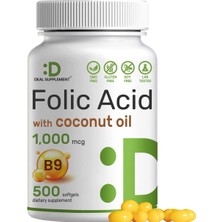 Deal Supplement Folic Acid 1000 Mcg Oil Bioavailable Prenatal Vitamin B9 500 Softgels
