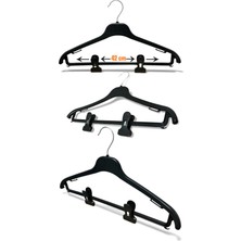 Ezmk Ev Gereçleri Çok Fonksiyonlu Elbise Askısı, Mandallı Takım Askısı, Pantolon Etek Askısı, Siyah, 10 Adet