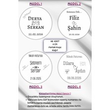 Birikiyedi Kişiye Özel -Yapışkanlı Etiket - Söz -Düğün-Nişan-Kına (4 Cm) - 48 Adet - (Kişiye Özel Sticker)