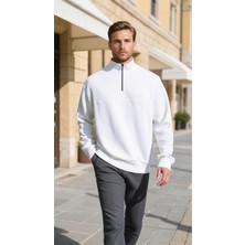 Dozor Erkek Yarım Fermuarlı Tshırt Beyaz