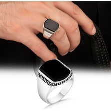 Mem Güney Silver Oniks Taşlı 925 Ayar Erkek Gümüş Yüzük