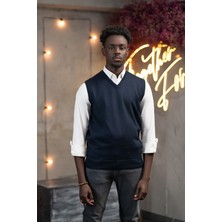 Woolen World V Yaka Regular Fit Yünlü Kolsuz Triko Süveter