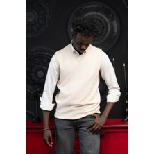 Woolen World V Yaka Regular Fit Yünlü Kolsuz Triko Süveter