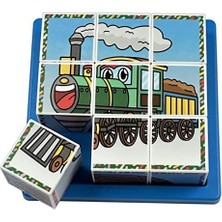 Storemax Neşeli Taşıtlar Puzzle - (9 Küp 6 Yapboz) - Gemi//tren/roket/ufo/balon