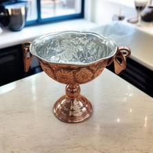 Bakır Center Bakır Şekerlik Bakır Lokumluk 12*12 cm Oyma Işçilikli Ayaklı Sunum Şekerliği Çikolatalık