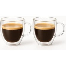 Storemax Espresso Bardağı 80 ml 2'li Set – Çift Katmanlı Borosilikat Cam, Tabaklı Sunum, Isı Yalıtımlı, Bulaşık Makinesi Üst Raf Uyumlu, Şeffaf Minimal Tasarım