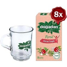 Storemax Doğadan Form Çay Kiraz Saplı 20'li x 8 ve Doğadan Cam Bardak Hediyeli