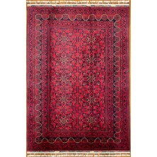 El Dokuma Afgan Halı Bilicik Desenli Bordo Renk 2 Metre Kare