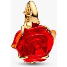 Lines Bijuteri S925 Ayar Disney Güzel ve Çirkin Sihirli Gül Sallantılı Charm