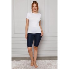 Moda Şahsenem Moda Microfiber Diz Üstü Tayt Lacivert