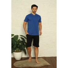 Moda Şahsenem Moda Erkek Saks V Yaka 3'lü Pijama Takım