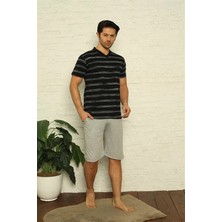 Moda Şahsenem Moda Erkek Siyah V Yaka 3'lü Pijama Takım