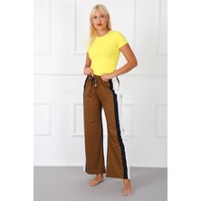 Moda Şahsenem Moda Bayan Penye Bol Paça Pantolon Sütlü Kahve