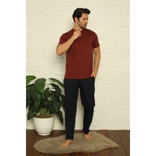 Moda Şahsenem Moda Erkek Bordo 3'lü Pijama Takım Bordo