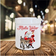 Yılbaşı Noel Temalı Baskılı Seramik Şık Küllük