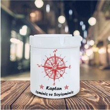 Pusulalı Kaptan Yazılı Kişiye Özel Seramik Küllük Kül Tablası-02