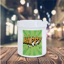 Happy Yazılı Küllük Pop Art Baskılı Kül Tablası K-114